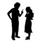 失敗 男性,女性,向かい合う,叱る,叱られる,指さす,泣く,大失敗,怒る,怒られるのシルエット素材