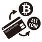 仮想通貨 仮想通貨 交換,売買,送金,カード,矢印,やじるし,BIT,ALT,英語,アルファベットのシルエット素材