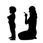 反抗期の子供 人,人物,子供,男の子,怒られる,叱られる,お母さん,怒る,叱る,指さしのシルエット素材