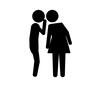 耳打ち 耳打ち カップル,恋人,仲良し,夫婦,人物,人,男女,男,女,内緒話のシルエット素材