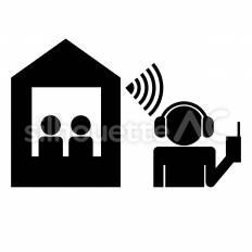 盗聴 家,サービス,家族のシルエット素材