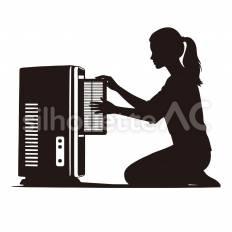 空気清浄機のフィルタ交換 空気清浄機,フィルタ,交換のシルエット素材