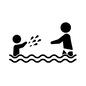 水遊びする親子 水遊びする親子 水遊び,遊ぶ,水かけ,海水浴,親子,家族,2人,男性,男の子,親のシルエット素材