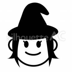仮装をする女の子 子供,帽子,魔女のシルエット素材