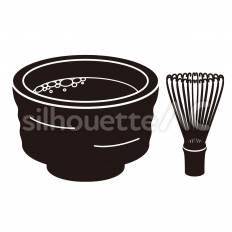 抹茶 抹茶,茶碗,茶筅のシルエット素材