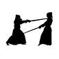剣道 剣道 突き,剣道,武道,剣術,競技,スポーツ,動き,技,人物,2人のシルエット素材
