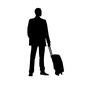 トラベル トラベル 人物,男性,全身,待つ,旅,旅行,出張,トラベル,キャリー,キャリーバッグのシルエット素材