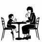 カフェで寛ぐ親子 カフェで寛ぐ親子 親子,カフェ,飲み物,飲む,女の子,娘,寛ぐ,座る,飲食店,育児のシルエット素材