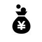 出費 出費 袋,銭袋,小銭袋,円,日本円,マーク,お金,コイン,硬貨,入れるのシルエット素材