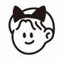 猫耳の男の子 男の子,猫耳,笑顔,にっこり,韓国風,表情,かわいい,太線,シンプル,ポップのシルエット素材
