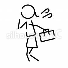 急いで通学　女性 ピクトグラム,ピクトサイン,アイコンのシルエット素材