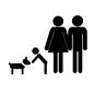 犬をあやす 犬をあやす 親子,ペット,犬,ピクトグラム,人物,全身,3人,家族,ファミリー,男の子のシルエット素材