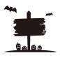 ハロウィンの看板 ハロウィンの看板 看板,立て看板,コウモリ,飛ぶ,ハロウィン,カボチャ,ジャックオーランタン,年中行事,秋,10月のシルエット素材