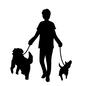 散歩 散歩 ペット,犬,2頭,多頭飼い,人,人物,両手,歩く,全身,男性のシルエット素材