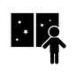 星空を見る 外出自粛,自粛,ステイホーム,夜,星空,窓越し,窓辺,人物,人,ピクトグラムのシルエット素材