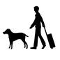 犬 ペット,犬,同伴,ペット同伴,旅行,人,人物,男性,荷物,横向きのシルエット素材