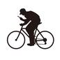 自転車中のスマホ 自転車中のスマホ ながらスマホ,自転車,運転中,人物,男性,スマホ,携帯,横向き,危ない,危険行為のシルエット素材