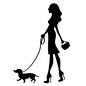 犬の散歩 犬の散歩 散歩,犬,イヌ,いぬ,ミニチュアダックスフンド,ペット,歩く,パリジェンヌ,女性,人物のシルエット素材