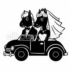 馬 馬,カップル,結婚のシルエット素材