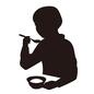 食事中の女の子 人,人物,座る,食事中,椀,食べ物,器,女の子,子供,スプーンのシルエット素材