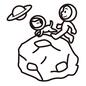 宇宙生活 宇宙生活 宇宙生活,散歩,惑星,歩く,ペット,犬,飼い主,飼い犬,宇宙服,宇宙飛行士のシルエット素材