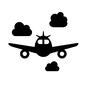 飛行機 飛行機 アイコン,雲,乗り物,飛行機,正面,ジャンボ機,空,航空機,旅客機,飛ぶのシルエット素材