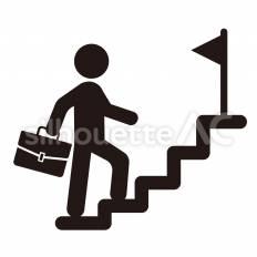 基本　出世 出世,階段,旗のシルエット素材