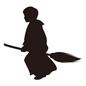 魔法使い 魔法使い 男の子,子供,ガウン,ほうき,乗る,浮く,飛ぶ,横向き,魔法のほうき,竹ぼうきのシルエット素材