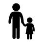 親子 親子 人,人物,ピクトグラム,親子,子供,女の子,手をつなぐ,父子,父子家庭,子供連れのシルエット素材