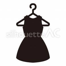 女性更衣室 服,ワンピース,ハンガーのシルエット素材