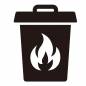 燃えるゴミ ごみ箱,炎,可燃,分別,容器,記号,アイコン,ピクトグラム,シンプル,案内向けのシルエット素材