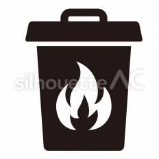 燃えるゴミ ごみ箱,炎,可燃のシルエット素材
