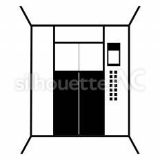 エレベーター プロジェクター広告 エレベーター,プロジェクター,壁面のシルエット素材