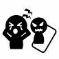 アンチの言葉に悲しむ人 アンチ,批判,スマホ,涙,悩み,中傷,誹謗,被害,人物,2人のシルエット素材
