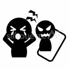 アンチの言葉に悲しむ人 アンチ,批判,スマホのシルエット素材
