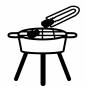 肉を焼くトング 肉を焼くトング バーベキュー,肉,トング,コンロ,網,焼く,焼肉,道具,アウトドア,レジャーのシルエット素材