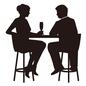 デート デート デート,バー,ラウンジ,男女,男性,女性,座る,バカンス,人物,飲食店のシルエット素材