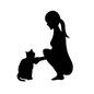 猫 猫 ペット,猫,人,人物,女性,向かい合う,なでる,座る,ゴロゴロ,のど元のシルエット素材