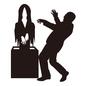 お化けに驚く男性 お化けに驚く男性 お化け屋敷,お化け,幽霊,女性,男性,人物,全身,驚く,出る,ホラーのシルエット素材