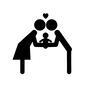 授かる 授かる 赤ちゃん,ベビー,キス,ハート,親子,ピクトグラム,人物,全身,3人,家族のシルエット素材