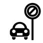 駐車禁止 駐車禁止,車,自動車,乗り物,正面,自家用車,看板,立て看板,標識,禁止マークのシルエット素材