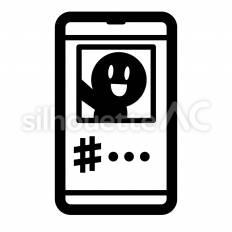 自撮りをSNSに投稿する人 自撮り,スマホ,写真のシルエット素材