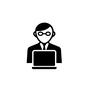 会社員 会社員 人,男性,会社員,仕事,パソコン,PC,眼鏡,公務員,社会人,サラリーマンのシルエット素材