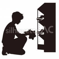 下駄箱の掃除 下駄箱,掃除,棚のシルエット素材