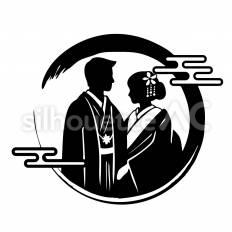 (和装)エ霞と円 結婚,カップル,円のシルエット素材