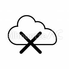 クラウドサービス停止 雲,通信,停止のシルエット素材