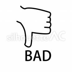 顧客満足度の低下　白抜き 手,親指,否定のシルエット素材