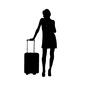 トラベル トラベル 人物,女性,全身,待つ,旅,旅行,トラベル,キャリー,キャリーバッグ,バッグのシルエット素材