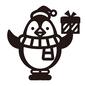 ペンギン キャラ,ペンギン,プレゼント,クリスマスプレゼント,マフラー,サンタ帽,全身,立つ,キャラクター,クリスマスのシルエット素材