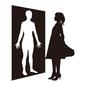 鏡に映った違う姿の自分 鏡に映った違う姿の自分 鏡,姿見,フェイクミラー,女性,人物,全身,横向き,身支度,変身,着替えのシルエット素材